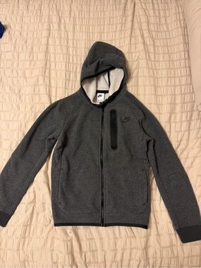 Nike Cream Sherpa-Lined Zip Hoodie with Black Trim